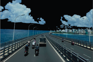 Pont Sinamalé  des Maldives reliant deux îles
