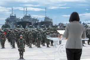 President of TAIWAN Tsai Ing-wen reviews a Marine Corps battalion in Kaohsiung in July 2020. 