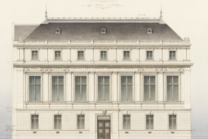 Projet de reconstruction : façade rue de Rennes, plan de Louis Faure-Dujarric, 26 mars 1883